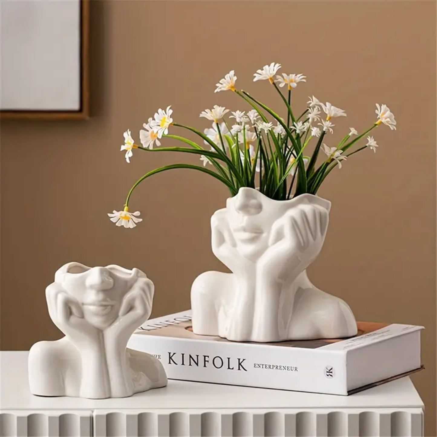Nordic Style Human Face Boho Vase
